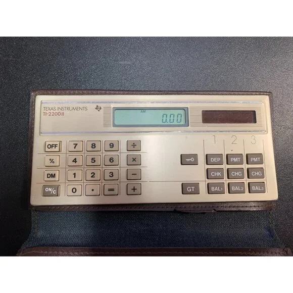 Vintage 1986 Texas Instruments TI-2200II Financial Calculator Solar Tested Case - Picture 1 of 5
